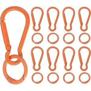 Checarzhn--No1-Lot De 10 Mousquetons À Ressort Avec Anneau Torique, Multi-U S, Couleur Bonbon, Pour Loisirs Créatifs, Camping, Randonnée, Orange - Neuf