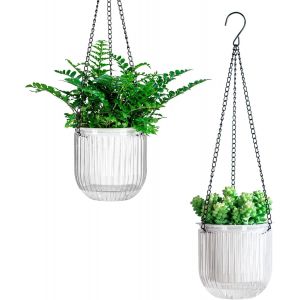 TEPPE-Lot de 2 pots de fleurs suspendus de 13,5 cm - Pour l'extérieur - Pot de fleurs suspendu à l'intérieur - Pot de fleurs suspendu pour plantes - Neuf