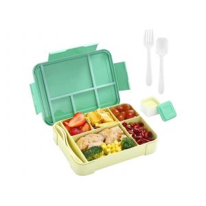 Bo&icirc;te &Agrave; Bento &Agrave; Compartiments S&eacute;par&eacute;s Avec Couverts - Verte - Neuf