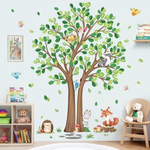 ERYI-Stickers Muraux Animaux Forêt Arbre Grand Autocollant Mural Animaux Des Bois Renard Lapin Décoration Murale Chambre Enfants Bébé Pépinière - Neuf