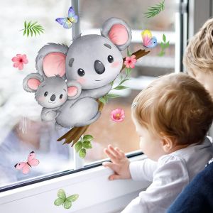 Trahoo-Stickers Fenêtre Animaux De La Forêt Koala Réutilisable I Stickers Vitres Décoratifs Enfant De La Jungle I Autocollant Fenêtre Chambre Bébé Enfant Fille & Garçon Déco (Non Adhésif) - Neuf