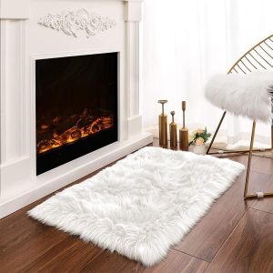 Eryi-Tapis Blanc 60x90 Cm Tapis Doux En Fausse Fourrure Blanc Petit Tapis Flauschig Pour Couloir Lavable Shaggy Tapis Doux Décoration De Chambre - Neuf
