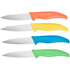 Set De 4 Couteaux &Agrave; L&eacute;gumes Et Fruit,Super Aiguis&eacute; Mini Couteau De Chef Couteaux De Cuisine,Acier Inoxydable,Multicolore (Orange,Vert,Bleu,Jaune) Manche Polypropyl&egrave;ne Couleur - Neuf