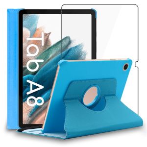 Ebeststar - Housse + Film Verre Tremp&eacute; Samsung Galaxy Tab A8 10.5 (2021) Sm-X200 X205 Coque Etui Protection Pu Cuir, Bleu [Dimensions Precises Tablette : 246.8 X 161.9 X 6.9 Mm, &Eacute;cran 10.5''] - Neuf