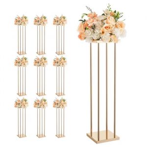 Lot De 10 Supports Pour Fleurs De Mariage-Duoku-Colonnes Cylindriques De 80 Cm Avec Panneau M&eacute;tallique, Pr&eacute;sentoir Floral Id&eacute;al - Neuf