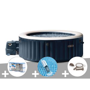 Kit spa gonflable Intex PureSpa Blue Navy rond Bulles 4 places + 6 filtres + Aspirateur + Kit d'entretien - Neuf