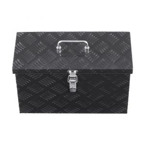 Bo&icirc;te &agrave; Outils en Aluminium pour Camion-Duoku-406 x 190 x 254 mm-avec Poign&eacute;e Sup&eacute;rieure et Cl&eacute;s-Finition Stri&eacute;e-Noir - Neuf