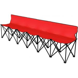 Ulteronixshop-Banc De Football Pliable Portable 6 Places Avec Dossier Et Sac De Transport, Rouge - Neuf