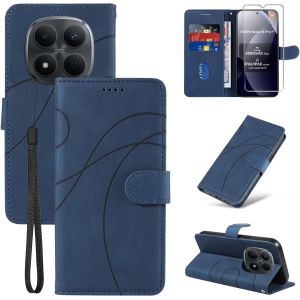 KALANKA-Coque pour Xiaomi Redmi Note 15 Pro 5G avec 1 Pi&egrave;ces Verre Tremp&eacute; Protection, Premium PU Cuir Multifonction Magn&eacute;tique Portefeuille &agrave; Rabat Flip Housse &Eacute;tui pour Xiaomi Redmi Note 15 Pro 5G - - Neuf