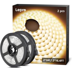 Kalanka-Le Ruban Led 10m, Bande Led 600 Leds Smd 2835 Blanc Chaud 3000k, Bande Lumineuse 16w 2300lm Pour Meuble, Escalier, Chambre, Cuisine, 2 * 5m(12v Adaptateur Secteur Requise) - Neuf
