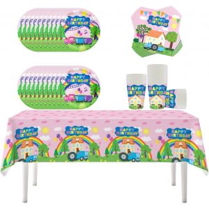 Letnerny-61 Pi&egrave;ces Vaisselle De F&ecirc;te Sur Le Th&egrave;me Des Cochons, D&eacute;corations De F&ecirc;te Peppa, Set D'assiettes D'anniversaire Pour Enfants, Tasse Serviette Nappe, 20 Personnes - Neuf