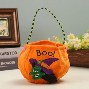 Sac à main citrouille stéréoscopique non tissé jaune orange Halloween pour enfants Sugar Liang Sac cadeau Wizard Ghost Holiday Atmosphere prop - Neuf