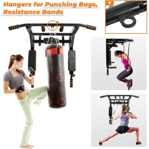 Asfasfq-Barre De Traction Fixation Murale Dip Station, Fitness Fixation Murale Support, Pour Trx, Sac De Boxe, Élingues Poignées Antidérapantes, Max 200 Kg, 95 X 73 X 47cm - Neuf