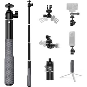 LORANKA-TELESIN&deg; Perche &agrave; Selfie 61cm pour GoPro Hero 13 12 11 10 9, Insta360, DJI Osmo, Poign&eacute;e en Silicone Antid&eacute;rapante et R&eacute;sistante &agrave; la Rouille avec Dragonne Anti-Chute, Accessoires pour Appare - Neuf