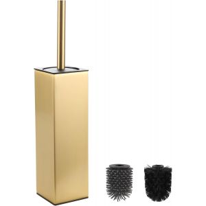 Brosse Or Bross&eacute;r, Brosse Toilettes Wc Metal Incluant 2 T&ecirc;tes De Brosse, Balai Wc Carr&eacute; Autoportant Pour La Salle De Bains - Neuf