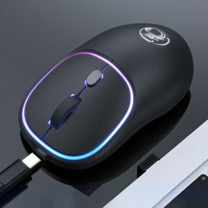 Souris Sans Fil Silencieuse Rechargeable 1600 DPI Rose Pour PC Et Mac Noir YONIS - Neuf