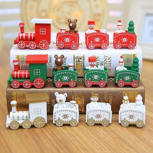 3pcs en Bois Train de No&euml;l Avec Bonhomme de neige, Mini Train Train de D&eacute;coration de No&euml;l Ornement de Jouets Pour Enfants Cadeaux - Neuf