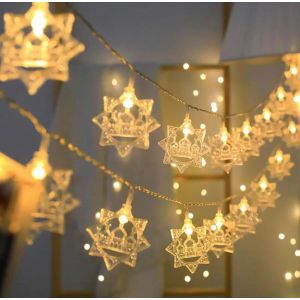 JGD-Ramadan D&eacute;coration Guirlandes Lumineuses &Eacute;toile/Lune 3m, D&eacute;coration A&iuml;d 2024 Guirlande lumineuses Ramadan Lumi&egrave;res de l'A&iuml;d Moubarak &agrave; piles pour Int&eacute;rieur/Ext&eacute;rieur, Blanc Chaud (&Eacute;toile) 20 LED - Neuf