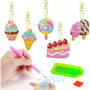 Ayuhr-5d Diy Diamant Peinture Portes-Clés Pendentifs De Peinture Diamant Pour Enfants Fille Garçons Idée De Cadeau Motif De Bonbons Crème Glacée Gâteaux - Neuf