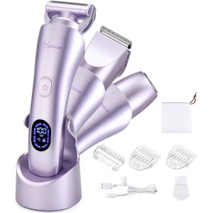 Rasoir Electrique Femme Tondeuse Femme Intime Bikini Affichage Led &Eacute;tanche Ipx7 3 En 1&iquest;Violet&iquest; - Neuf