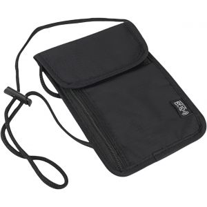 TRAHOO-Flintronic Pochette Tour de Cou, Sac de Cou avec Bloqueur RFID, Sac de Passeport avec Bandouli&egrave;re R&eacute;glable, Anti&iquest;vol, Imperm&eacute;able, Portefeuille de Voyage Femme et Homme, pour Argent Billet Car - Neuf