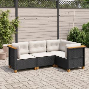Prolenta Premium - Salon De Jardin 4 Pcs Avec Coussins Noir R&eacute;sine Tress&eacute;e - Neuf