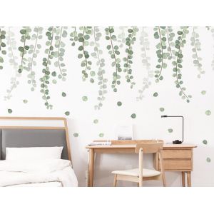 Sticker mural autocollant en forme de feuilles vertes pour la d&eacute;coration int&eacute;rieure - Neuf