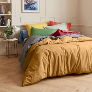 Housse De Couette Unie En 100 % Coton - Neuf