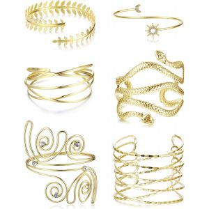 Eryi-Lot De 6 Bracelets Bras Pour Femme Et Fille | Ouvert Bohème Bracelet Manchette Bras Ensemble | Minimaliste Bracelets De Manchette Réglables Pour Accessoires D'halloween - Neuf