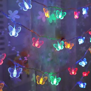KAL-Guirlande Lumineuse Papillon 6 M 40 Led À Piles Pour Décoration D'Intérieur, Fête, Anniversaire, Jardin, Mariage, Noël, Intérieur Et Extérieur (Multicolore) - Neuf
