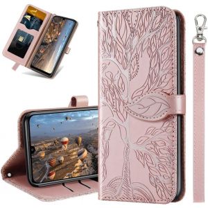 Kal-Coque Pour Huawei P Smart 2019 Rabat Étui, Honor 10 Lite Protection Housse En Cuir Pu, Coques Portefeuille Pour Huawei P Smart 2019 / Honor 10 Lite. Rx2 Tree Rose Gold - Neuf