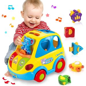 TDRFL-Jouet Enfant 1 2 Ans Fille Garçon Jouets Bebe 1 An De Tri En Forme Avec 5 Blocs De Voiture Rampante Jeux Montessori Bebe 6 12 18 Mois Cadeau Jouet Enfant 1 2 3 Ans Musique/Lumières - Neuf