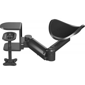 TIANYI-Repose Bras Ergonomique, Support de Bras D'ordinateur Pivotant 360&deg;, Extension de Bureau D'ordinateur 342 mm, Repose Poignet R&eacute;glable, Aluminium, Charge 12 kg, Noir - Neuf