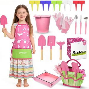 NouvelHorizonstore-Kit Jardinage Enfant, Kit D`Outils De Jardin avec Sac, Outils De Jardin Inclus Seau, Tablier Enfant, Gants De Jardinage, Pelle Rateau - Neuf