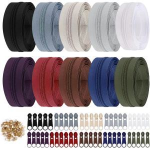 Mevronisshop-30m Nylon Fermeture Eclair Au M&egrave;tre Avec Zip, #5 Fermetures &Agrave; Glissi&egrave;re Sans Fin Avec 50 Curseurs 100 Embout, Pour Bricolage, Couture, Artisanat, V&ecirc;tements, Textiles D'int&eacute;rieur(10 Roule - Neuf