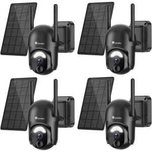 2K Caméra Surveillance Wifi Extérieur Solaire, 360°Ptz Ip Caméra De Surveillance Sans Fil Sur Batterie 2304X1296P Vision Nocturne Couleur Pir Détection Humaine Audio Bidirectionnel Ip66 - Neuf