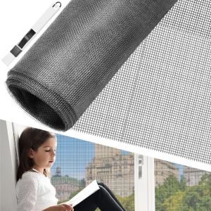 200 * 200cm Moustiquaire Sur mesure en Fibre de Verre Ignifuge Grand Store Toile Filet Voile Film Moustiquaire Plissée Adaptable Rigide Anti Moustique Mouche Insecte pour Porte Fenêtre Baie - Neuf