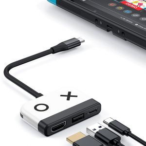 (Blanc) Station D'accueil Switch Pour Nintendo Switch Oled, Adaptateur Tv 3-En-1 Avec Hdmi 4k, Port Usb 3.0, Charge Pd 65 W Type-C, Adaptateur De Voyage Portable Pour Nintendo Switch/Switch Oled - Neuf