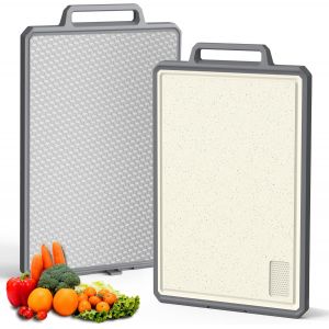 Planche À Découper - Planche À Découper En Acier Inoxydable Et Plastique - Planche À Découper Double Face Avec Rainure À Jus - Poignée Pratique - Modèle Épais - Neuf