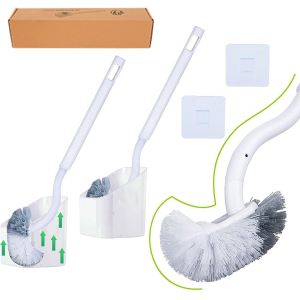 2pack Brosse Toilette Et Supportbrosse Wc Salle De Bain Et Wc &Agrave; Manche Long Plastiquebalayette Wc Avec Des Poils Solides Pour Le M&eacute;nage Des Toilettesnettoyage En Profondeur - Neuf