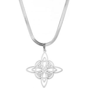 Kal-Collier En Acier Inoxydable Avec Noeud De Sorci&egrave;re Celtique Pour Homme Et Femme - Pendentif En Forme De Noeud De Sorci&egrave;re G&eacute;om&eacute;trique - Amulette Magique Wiccan Pa&iuml;enne - Cadeau D'anniversaire - Neuf