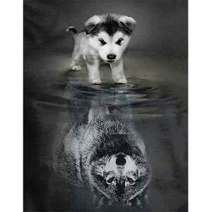 OAYEW-Perle Diamant &agrave; Coller Chien 40x50 cm Square Diamond Painting Carr&eacute; Puzzle Animaux Loup Peinture Num&eacute;ro Enfant - Neuf