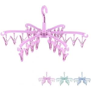 KALANKA-S&eacute;choir &agrave; linge petit, 24 c&ocirc;nes pour ext&eacute;rieur, pliable et r&eacute;sistant au vent, ligne de lavage durable pour shorts, sous-v&ecirc;tements, petits v&ecirc;tements (Rose) - Neuf