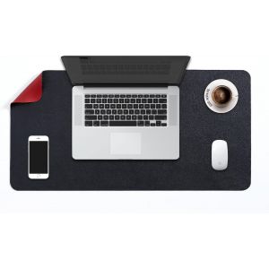 DDA-Sous-Main Bureau, Tapis de Bureau, Tapis de Clavier et Souris, Tapis de Portable, Pad Écriture, Mouse Pad XL, pour Bureau/Maison/Gaming, Double Face en Cuir PU 70 x 35cm (Noir/Rouge) - Neuf