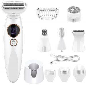 Oayew-Rasoir Electrique Femme, Rasoir Femme Electrique, Rasoir &Eacute;lectrique 5 En 1 Pour Femme, Rasoir Intime Pour Femme, Rasoir Maillot Femme, Tondeuse Bikini Femme Pour Visage, Bras, Jambes, Aisselles - Neuf