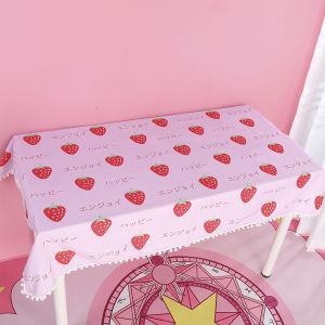 HJLIAN Nappe decorative a motif de dessin anime, jolie et mignonne, pour filles et etudiantes, rose fraise, 100 cm de large et 70 cm de long - Neuf