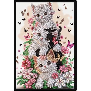 Diamond Painting Carnet A5 Blanc Diamant Peinture Bloc-Notes Point De Croix Carnet De Croquis A5 École Papeterie Notes Livre Journal A5 Carnet De Croquis Journal Livre Carnet Chats - Neuf
