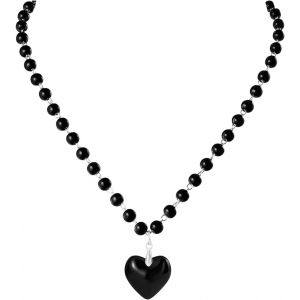 Trahoo-Collier Chaîne Gothique Collier De Perle Noir Avec Pendentif Collier Punk Ras Du Cou Ajustable Femme - Neuf