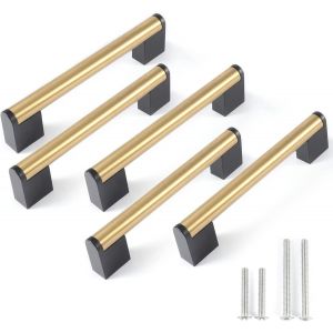 lbgwp60-128MmLaiton Brossé Poignées Cuisine, Poignées De Tiroir En Moderne Européenes Poignee De Porte De Cuisine Doré Placard Salle De Bain Poignee Porte Meuble Cuisine Vintage- Paquet De 5 - Neuf