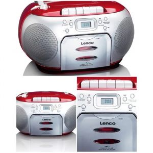 Radio CD Cassette FM portable Lecteur de cassettes CD Rouge - Neuf